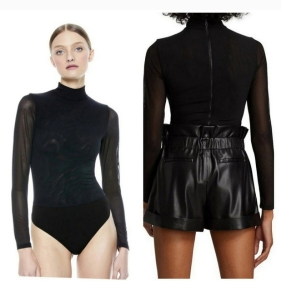 Alice + Olivia Tops - Alice + Olivia Clarinda Turtleneck Long Sleeve Bodysuit Size XL NWT $395